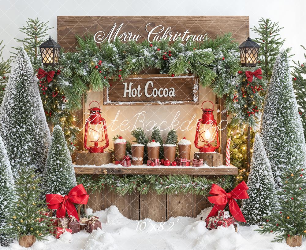 Kate Christmas Hot Cocoa Stand Snowy Trees Backdrop Designed by Emetselch - Image 6
