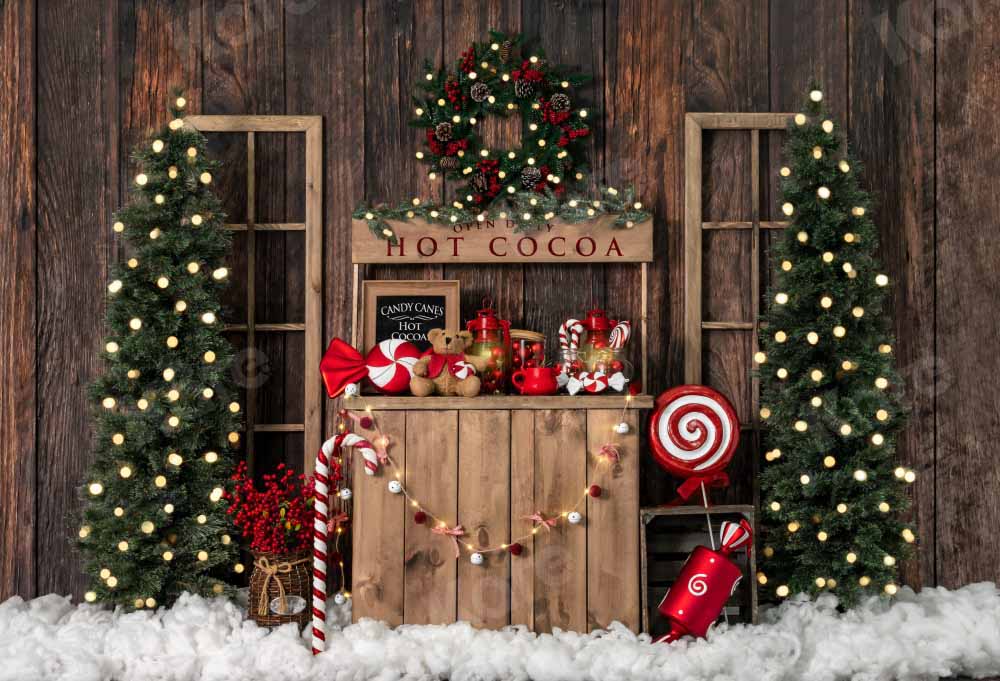 Kate Christmas Hot Cocoa Wooden Winter Backdrop Designed by Emetselch - Image 2