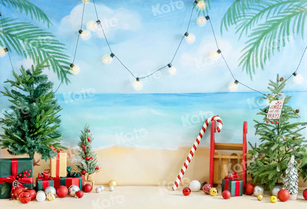 Kate Christmas In Summer Beach Gifts Backdrop Designed by Emetselch - Image 2