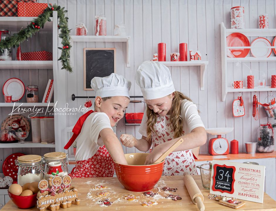 Kate Christmas Kitchen Backdrop White Wall for Photography - Image 11