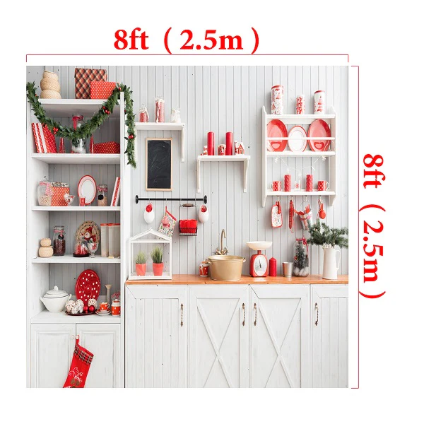 Kate Christmas Kitchen Backdrop White Wall for Photography - Image 14