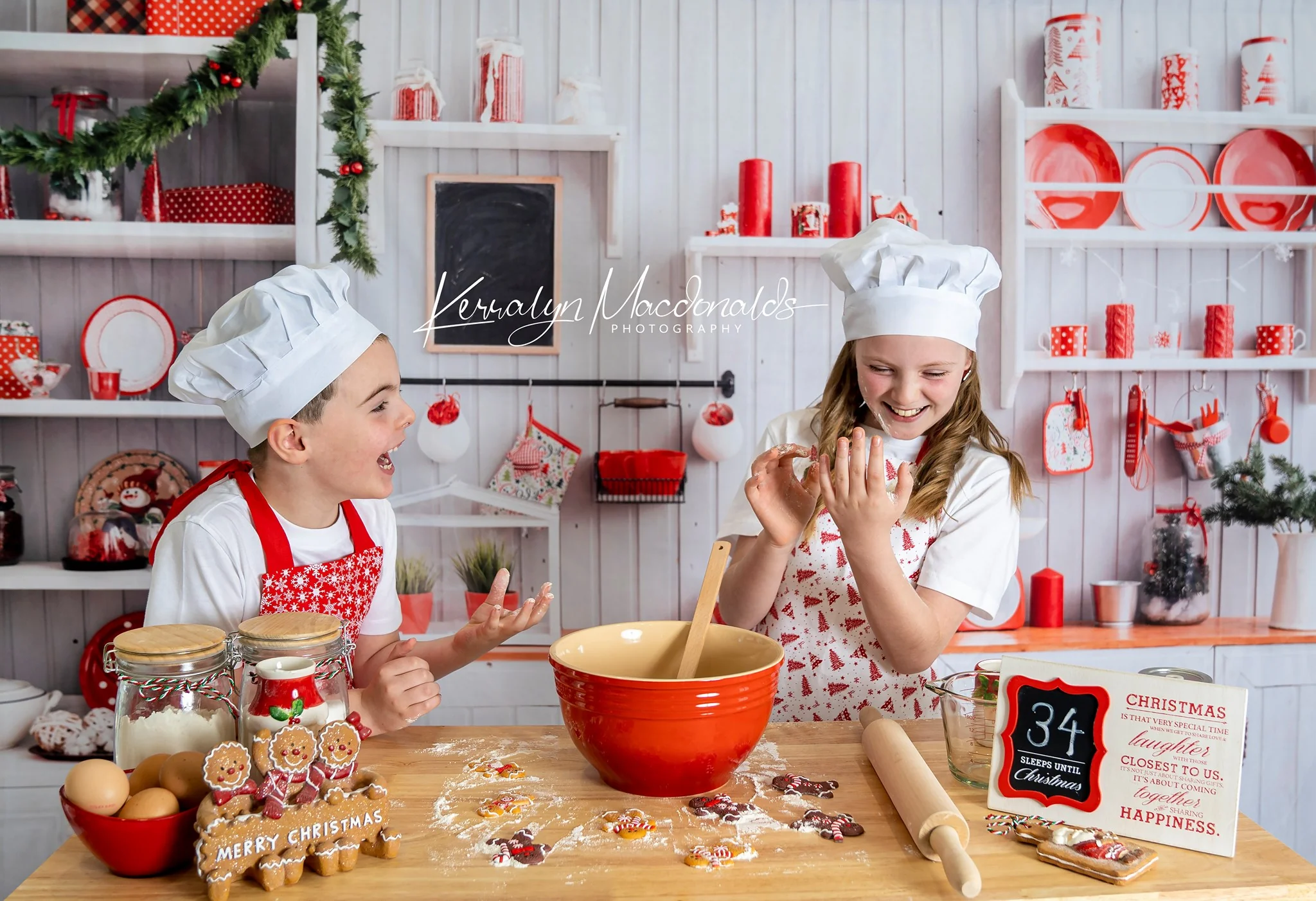 Kate Christmas Kitchen Backdrop White Wall for Photography - Image 5