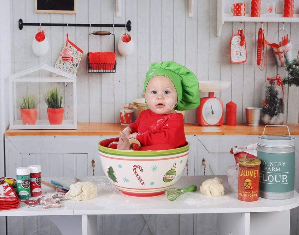 Kate Christmas Kitchen Backdrop White Wall for Photography - Image 7