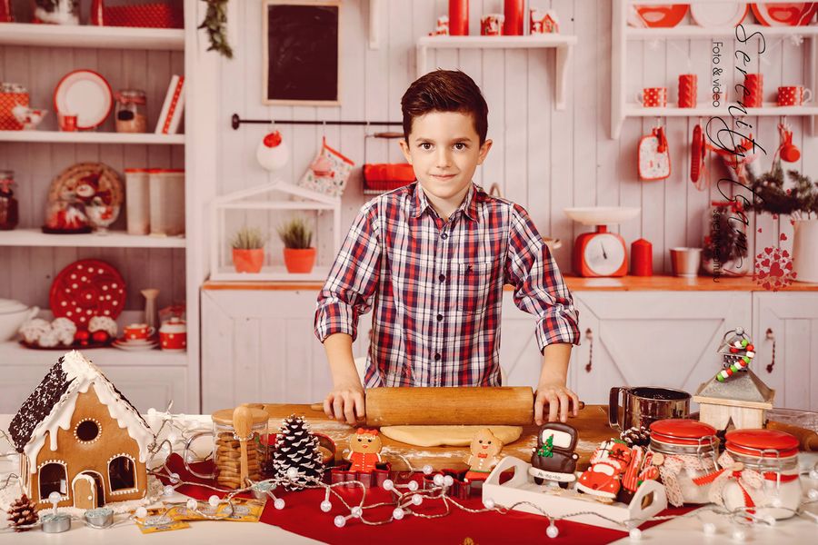 Kate Christmas Kitchen Backdrop White Wall for Photography - Image 8