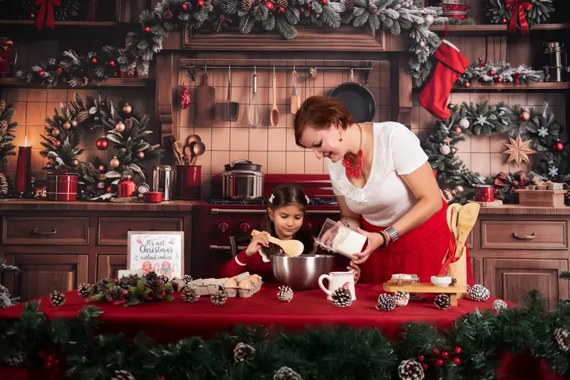 Kate Christmas Kitchen Cabinet Garland Backdrop Designed by Emetselch - Image 3