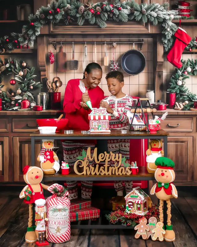 Kate Christmas Kitchen Cabinet Garland Backdrop Designed by Emetselch - Image 4