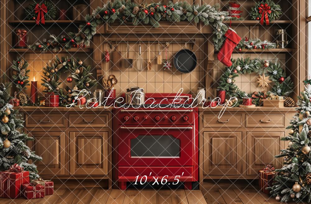 Kate Christmas Kitchen Cabinet Garland Backdrop Designed by Emetselch - Image 6