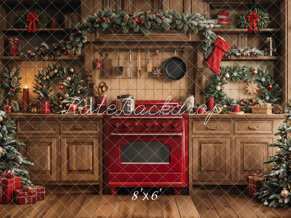 Kate Christmas Kitchen Cabinet Garland Backdrop Designed by Emetselch - Image 7