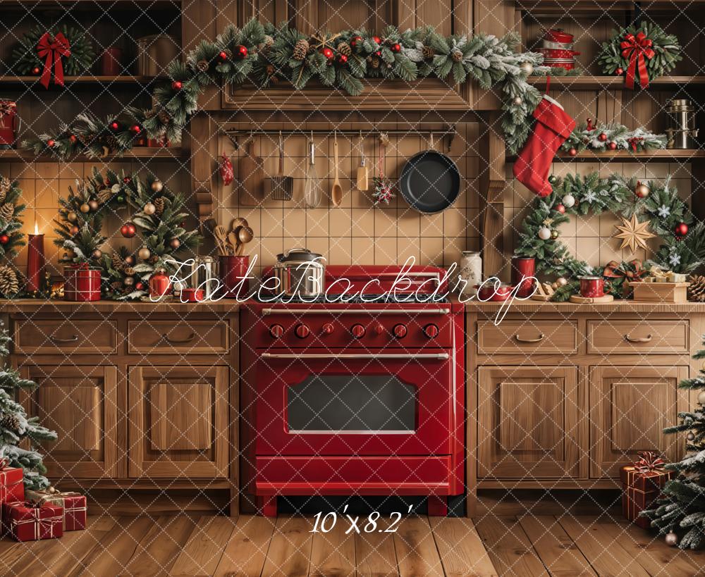 Kate Christmas Kitchen Cabinet Garland Backdrop Designed by Emetselch - Image 8