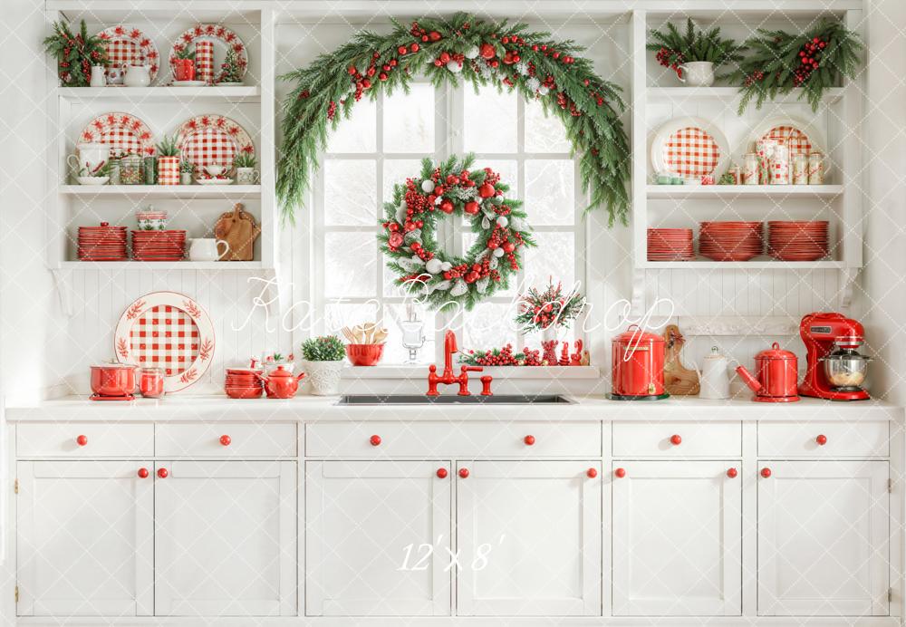 Kate Christmas Kitchen Garland White Backdrop Designed by Emetselch - Image 8
