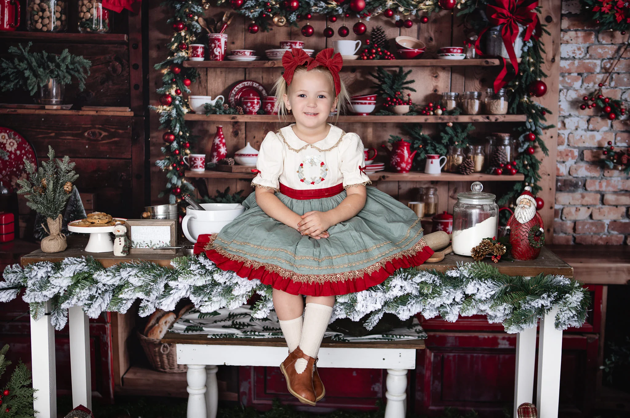 Kate Christmas Kitchen Red Cupboard Backdrop Designed by Emetselch - Image 4