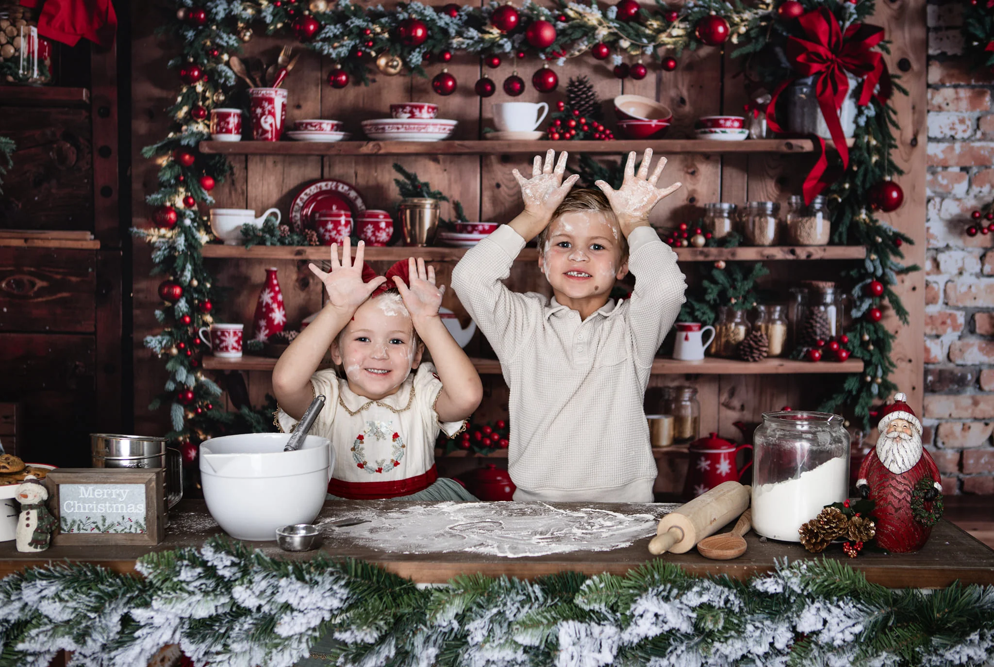 Kate Christmas Kitchen Red Cupboard Backdrop Designed by Emetselch - Image 6