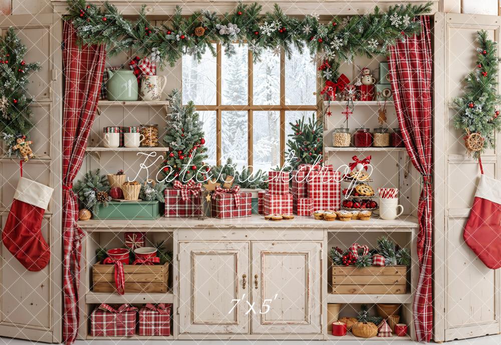 Kate Christmas Kitchen Red Gifts Backdrop Designed by Emetselch - Image 2