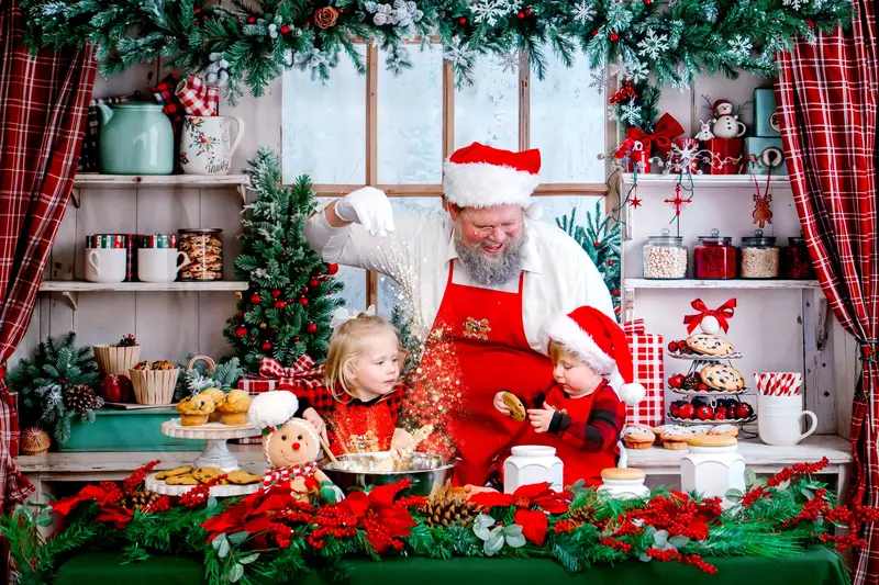 Kate Christmas Kitchen Red Gifts Backdrop Designed by Emetselch - Image 3