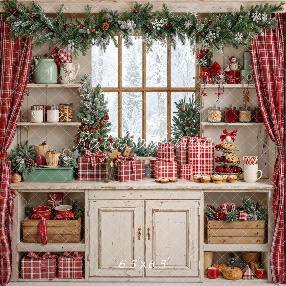 Kate Christmas Kitchen Red Gifts Backdrop Designed by Emetselch - Image 4