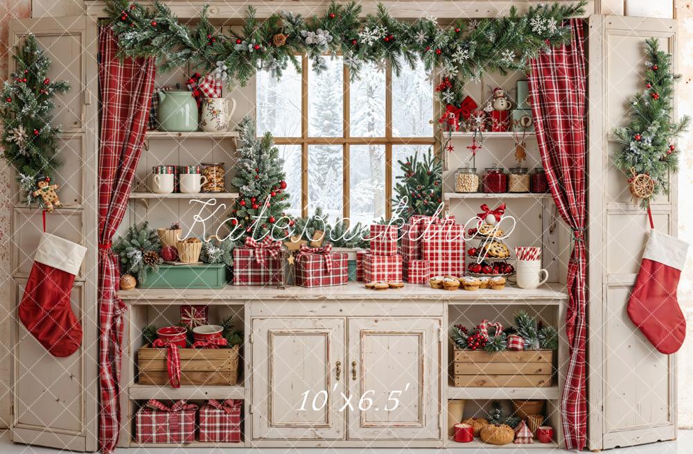 Kate Christmas Kitchen Red Gifts Backdrop Designed by Emetselch - Image 6