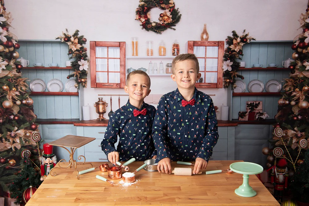 Kate Christmas Kitchen Room Backdrop for Photography - Image 3