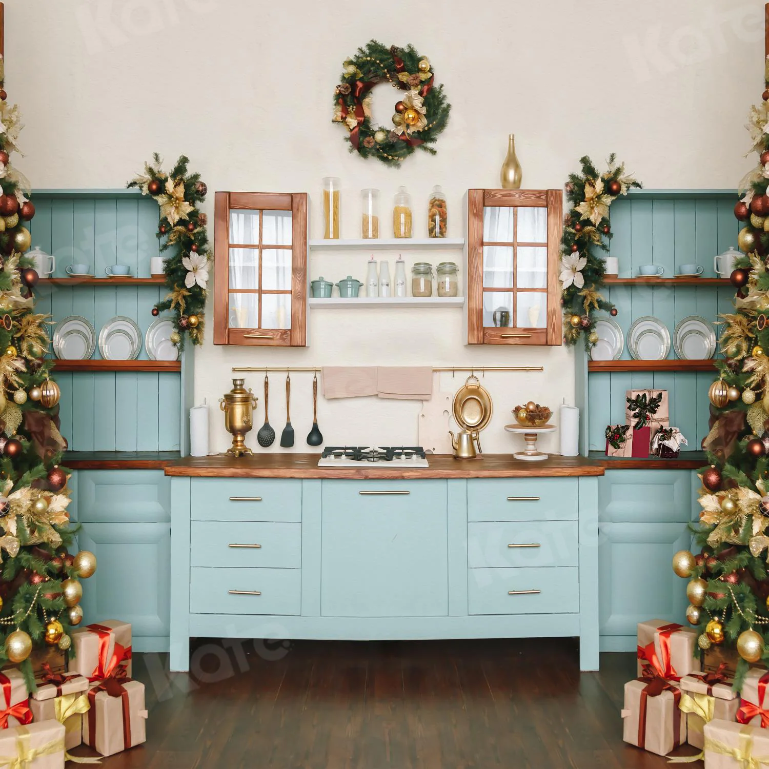Kate Christmas Kitchen Room Backdrop for Photography - Image 6