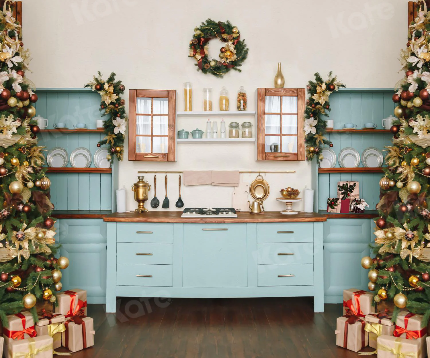Kate Christmas Kitchen Room Backdrop for Photography - Image 7