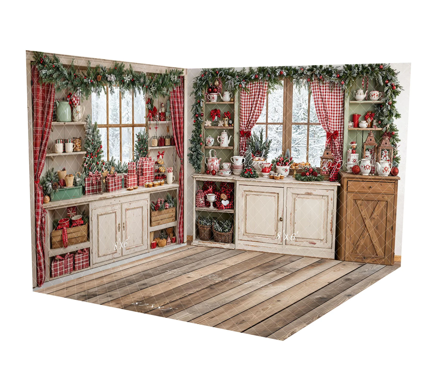 Kate Christmas Kitchen Rustic Cupboard Window Room Set - Image 2