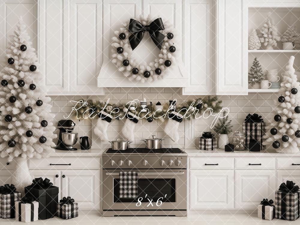 Kate Christmas Kitchen White Trees Gift Backdrop Designed by Ashley Paul - Image 3
