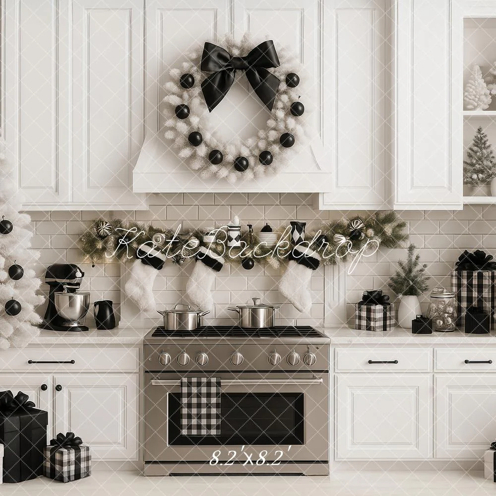 Kate Christmas Kitchen White Trees Gift Backdrop Designed by Ashley Paul - Image 5