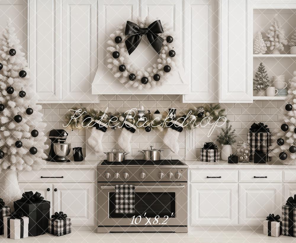Kate Christmas Kitchen White Trees Gift Backdrop Designed by Ashley Paul - Image 6