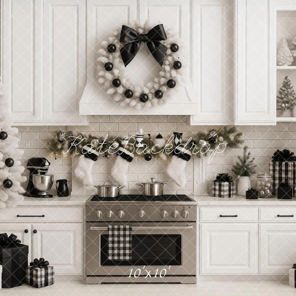 Kate Christmas Kitchen White Trees Gift Backdrop Designed by Ashley Paul - Image 7