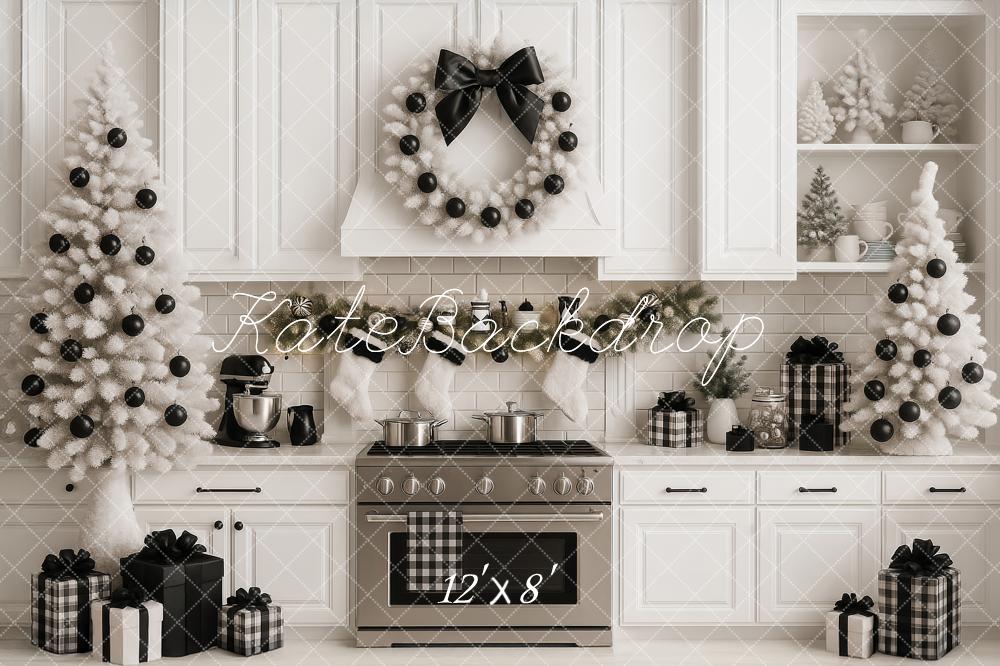Kate Christmas Kitchen White Trees Gift Backdrop Designed by Ashley Paul - Image 8