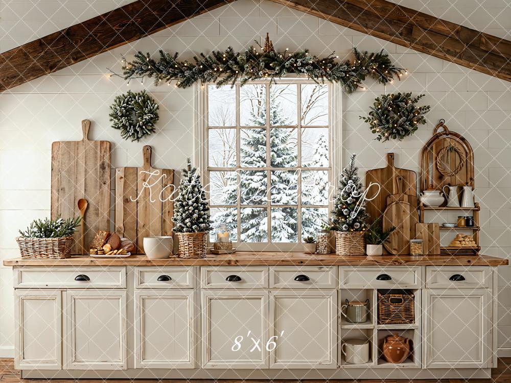 Kate Christmas Kitchen Window Garland Backdrop Designed by Emetselch - Image 3