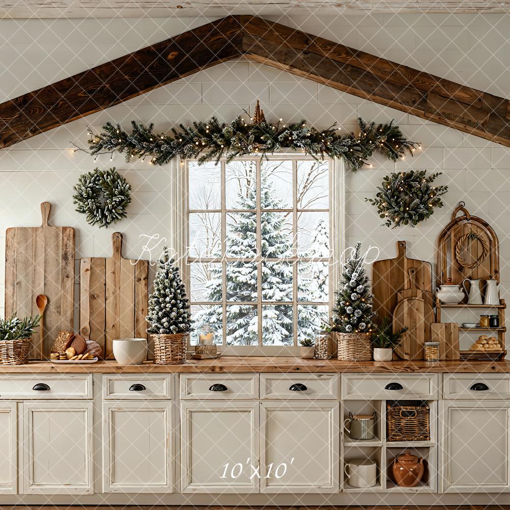 Kate Christmas Kitchen Window Garland Backdrop Designed by Emetselch - Image 7