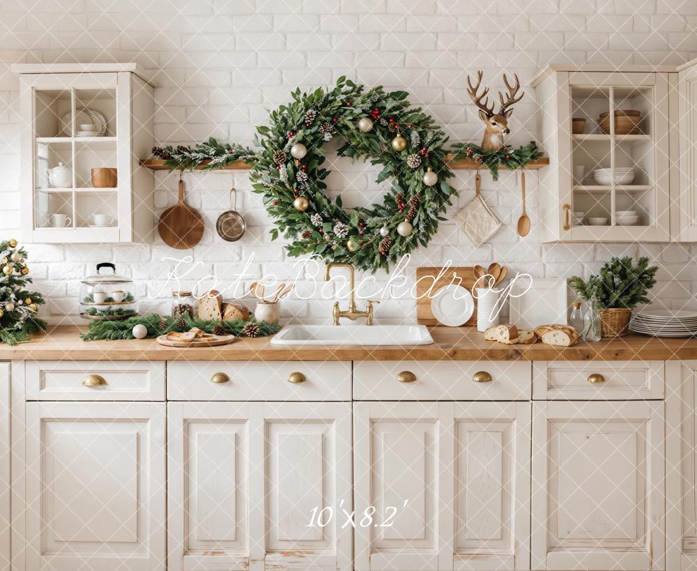 Kate Christmas Kitchen Wreath Garland Backdrop Designed by Emetselch - Image 3