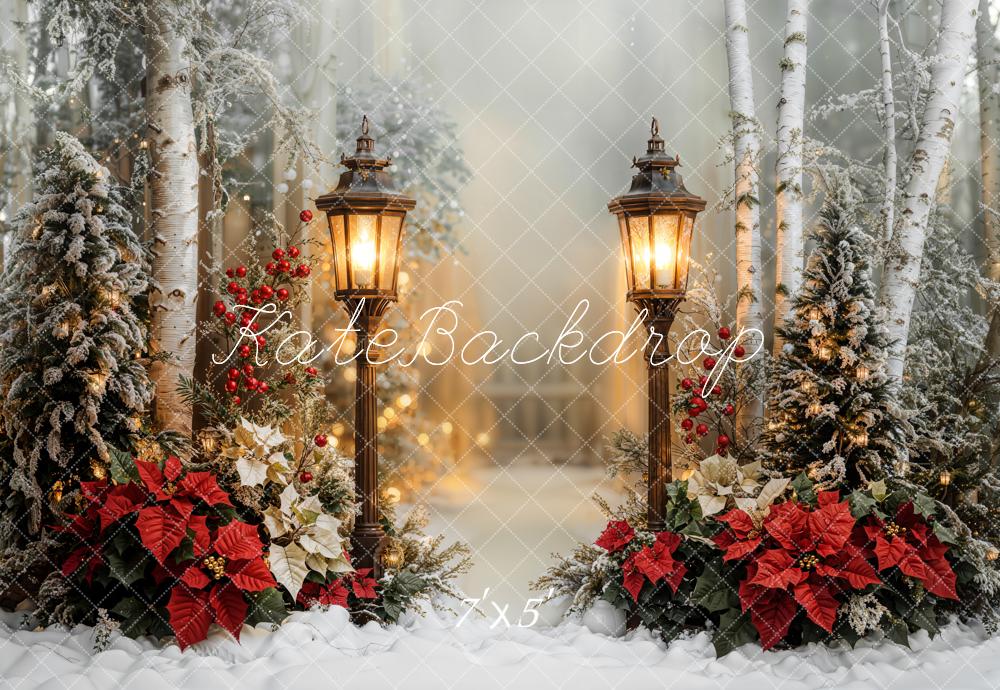 Kate Christmas Lantern Snowy Forest Backdrop Designed by Emetselch - Image 2