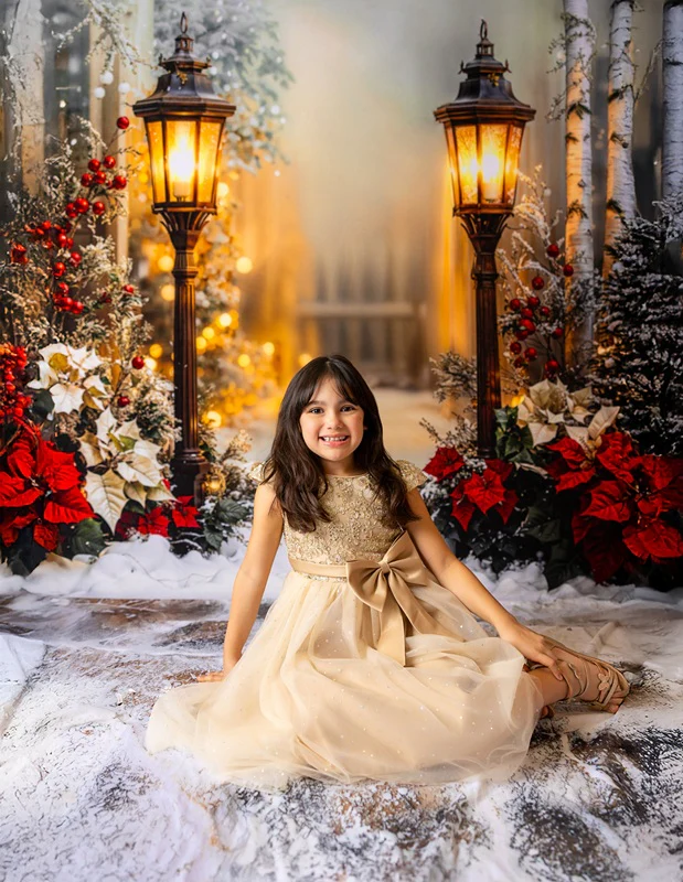 Kate Christmas Lantern Snowy Forest Backdrop Designed by Emetselch - Image 3