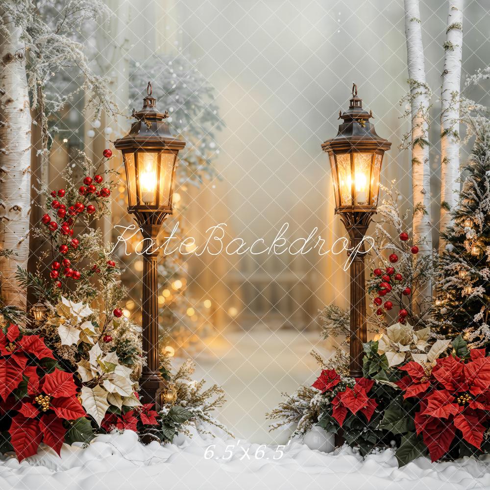 Kate Christmas Lantern Snowy Forest Backdrop Designed by Emetselch - Image 4