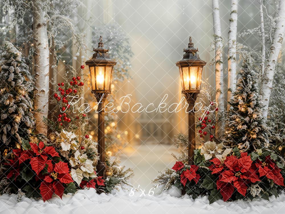 Kate Christmas Lantern Snowy Forest Backdrop Designed by Emetselch - Image 5
