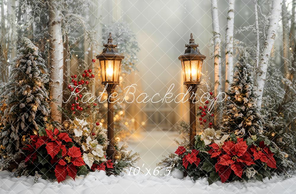 Kate Christmas Lantern Snowy Forest Backdrop Designed by Emetselch - Image 6