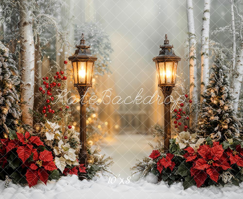 Kate Christmas Lantern Snowy Forest Backdrop Designed by Emetselch - Image 7