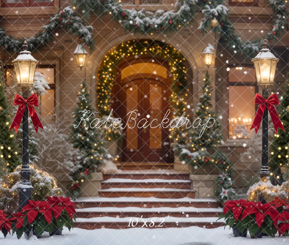 Kate Christmas Lanterns Wreath Garland Fleece Backdrop Designed by Emetselch - Image 3