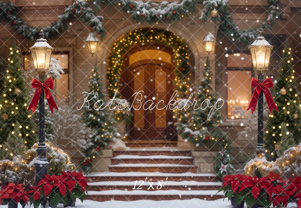 Kate Christmas Lanterns Wreath Garland Fleece Backdrop Designed by Emetselch - Image 4