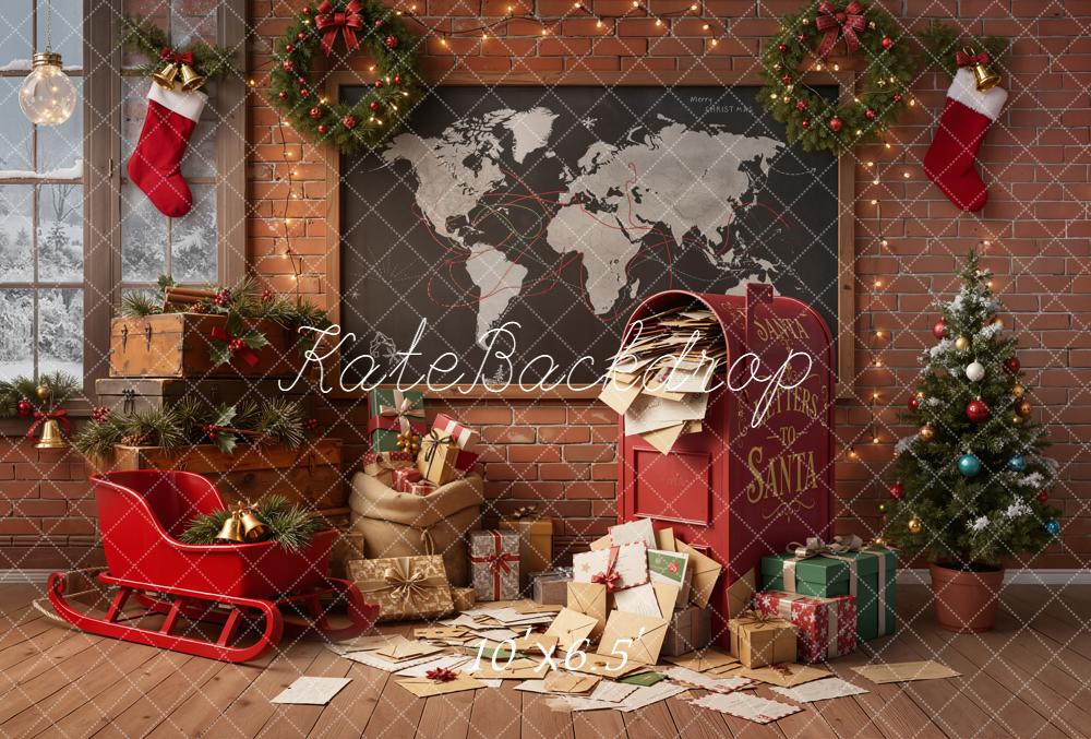 Kate Christmas Letters to Santa Mailbox Fleece Backdrop Designed by Emetselch - Image 2