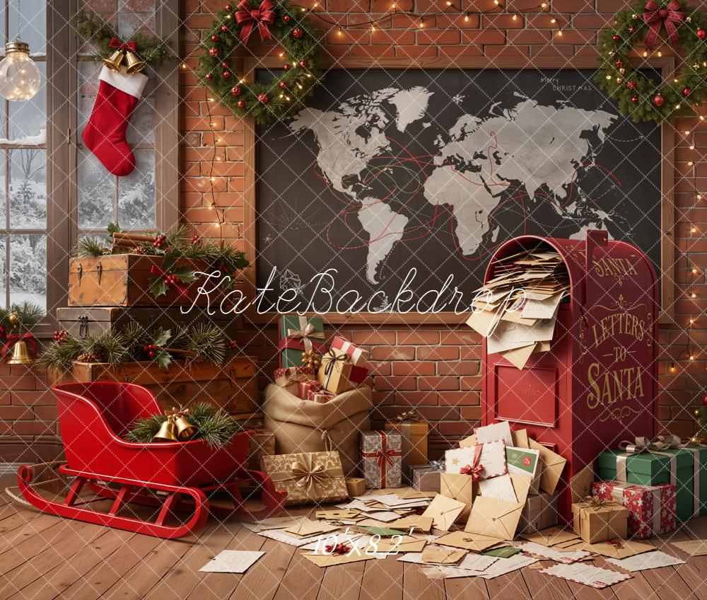 Kate Christmas Letters to Santa Mailbox Fleece Backdrop Designed by Emetselch - Image 3