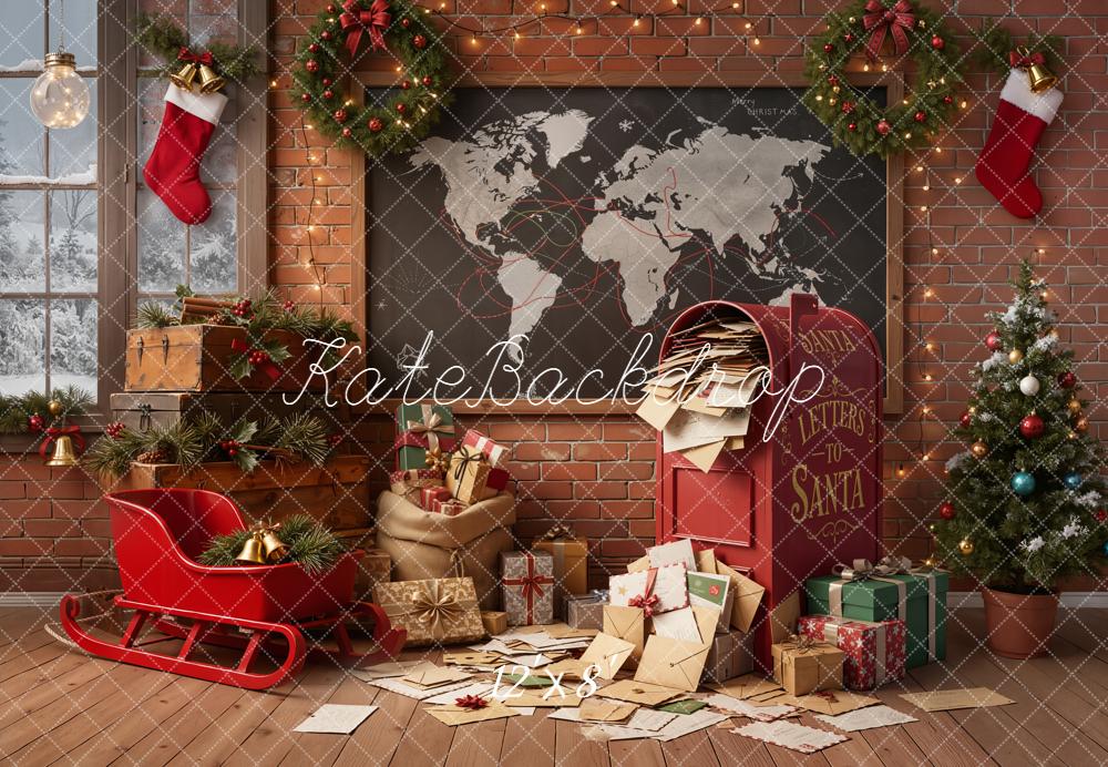 Kate Christmas Letters to Santa Mailbox Fleece Backdrop Designed by Emetselch - Image 4