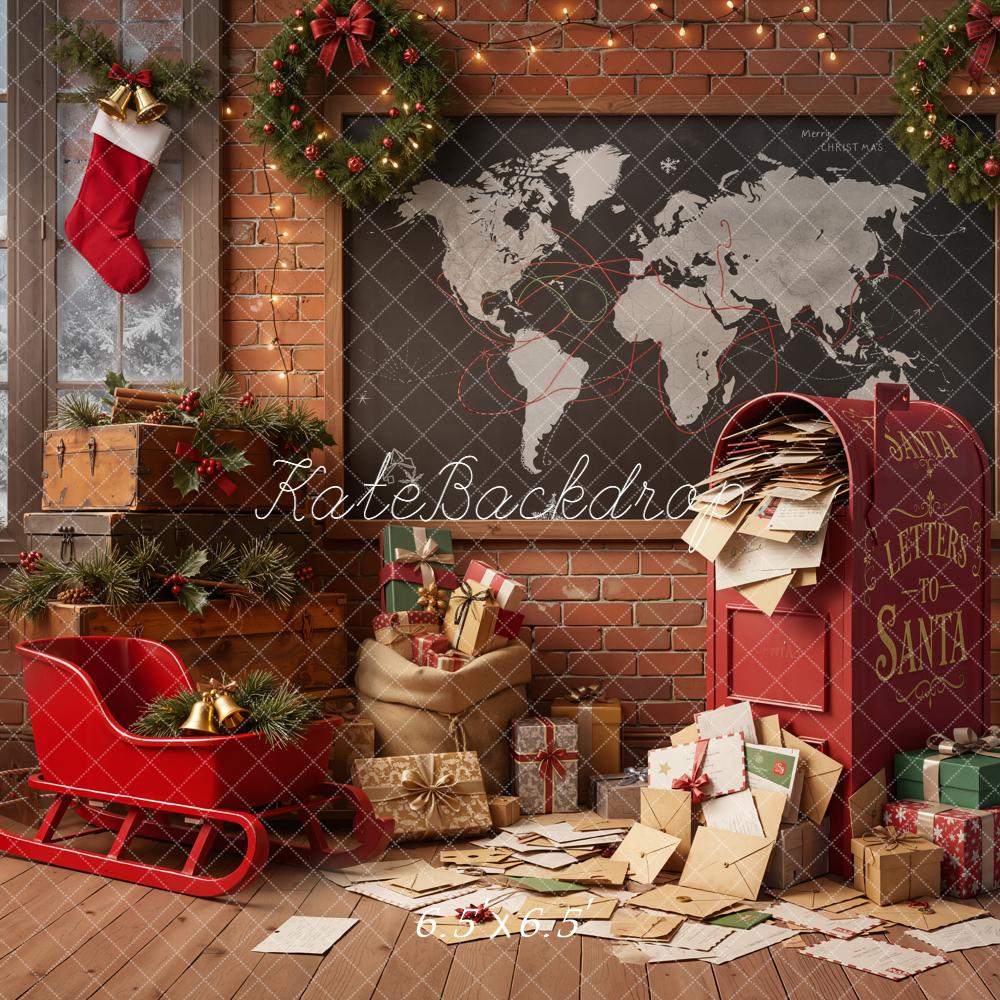 Kate Christmas Letters To Santa Sleigh Map Backdrop Designed by Emetselch - Image 2