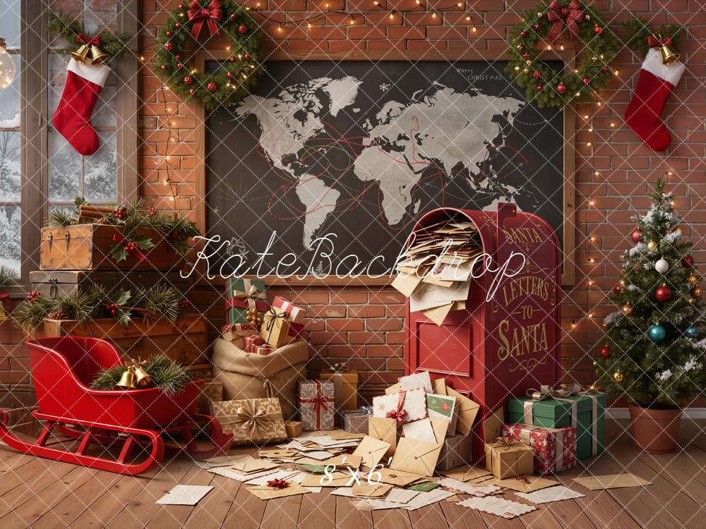 Kate Christmas Letters To Santa Sleigh Map Backdrop Designed by Emetselch - Image 3