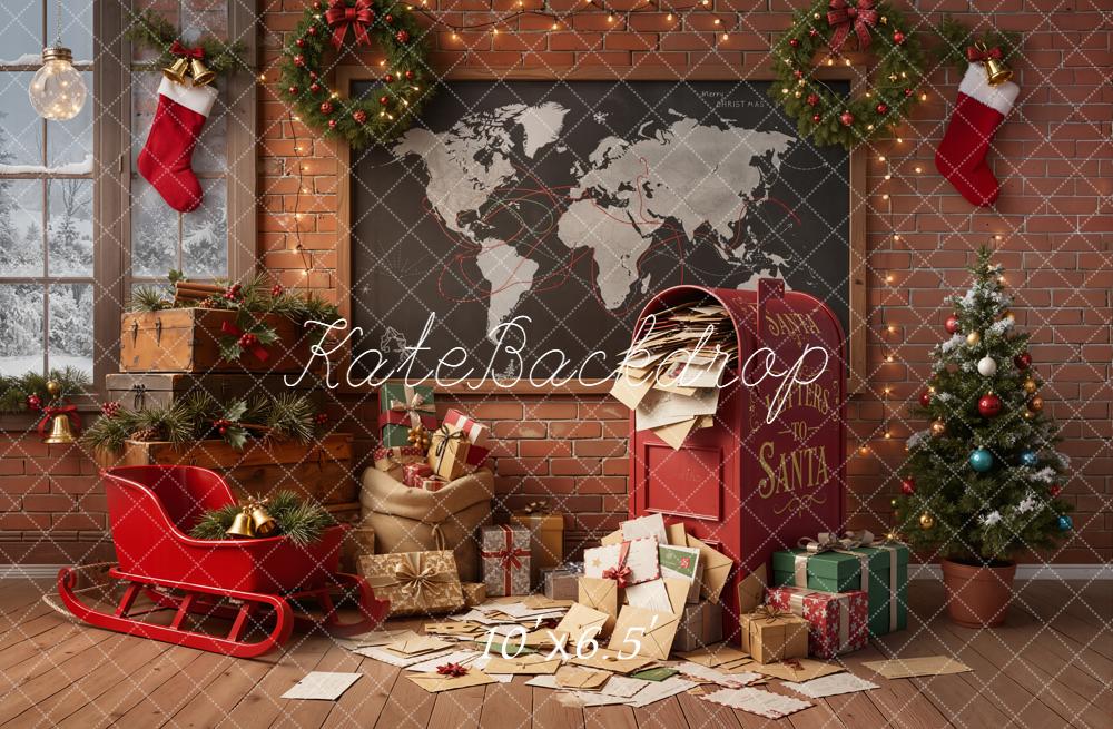 Kate Christmas Letters To Santa Sleigh Map Backdrop Designed by Emetselch - Image 4