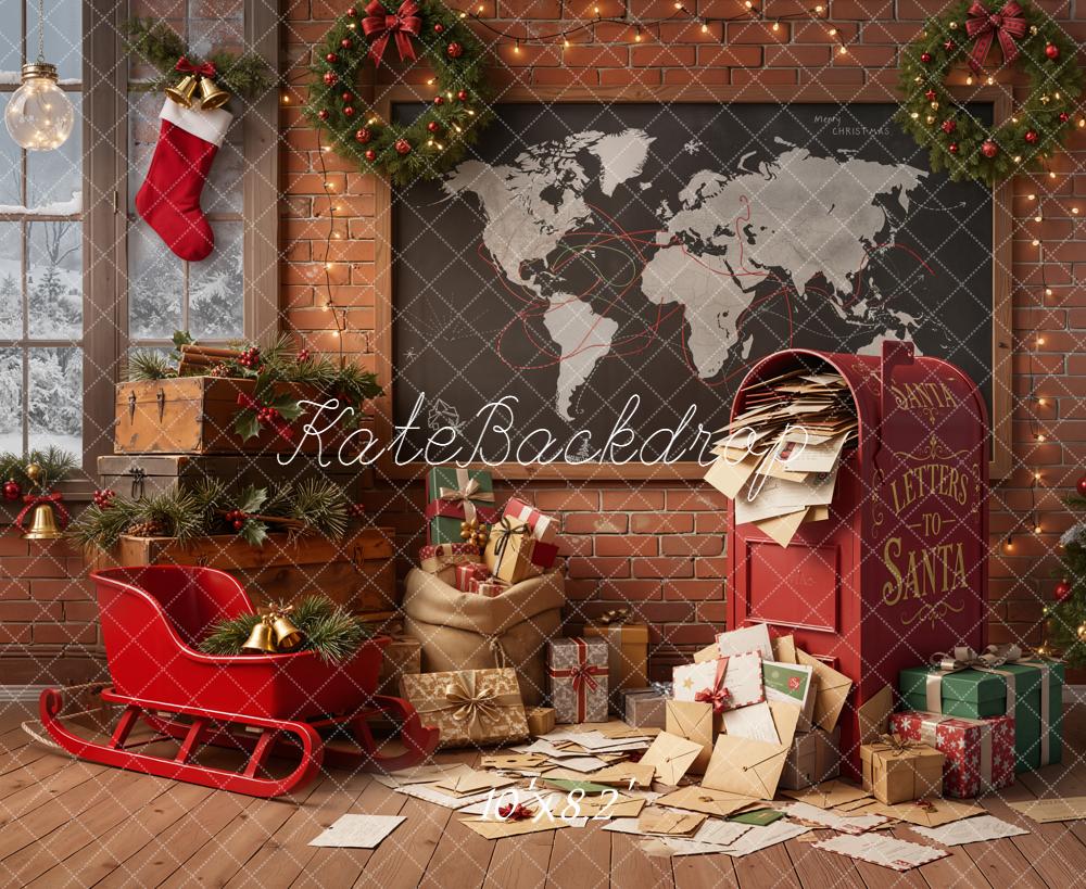 Kate Christmas Letters To Santa Sleigh Map Backdrop Designed by Emetselch - Image 6