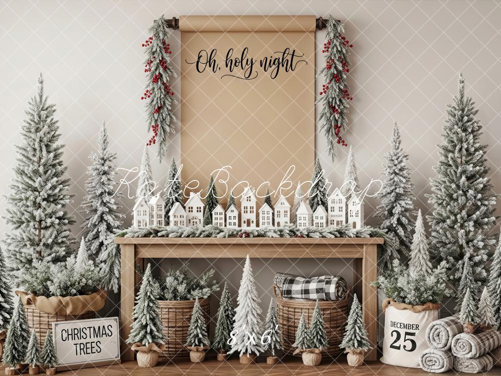 Kate Christmas Miniature Houses Snowy Trees Backdrop Designed by Patty Robert - Image 3