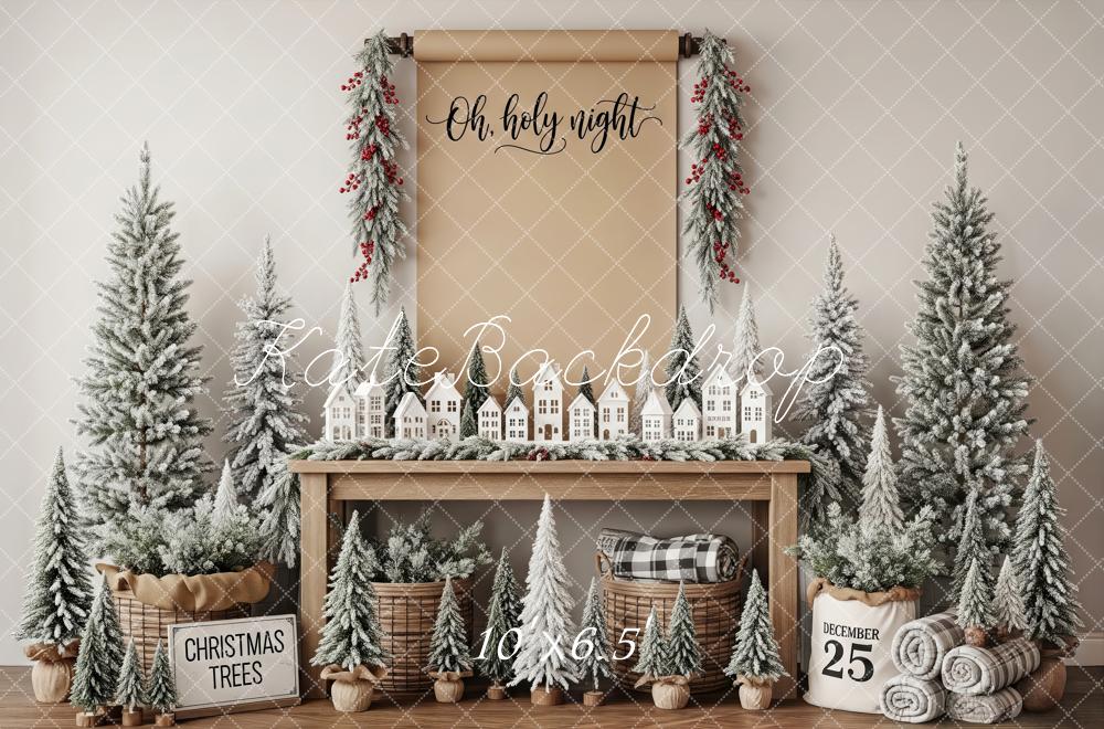 Kate Christmas Miniature Houses Snowy Trees Backdrop Designed by Patty Robert - Image 4