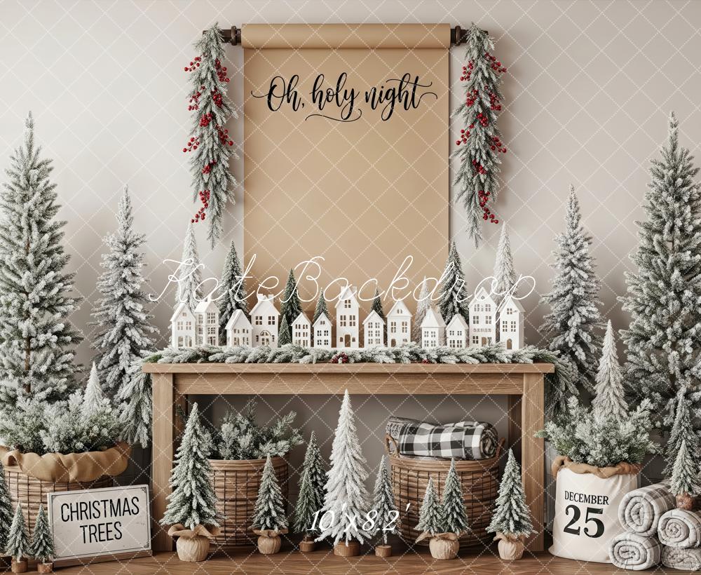 Kate Christmas Miniature Houses Snowy Trees Backdrop Designed by Patty Robert - Image 6